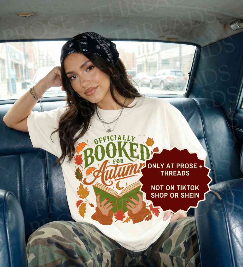 Booked for Autumn Shirt with cozy fall reading design featuring autumn leaves and an open book