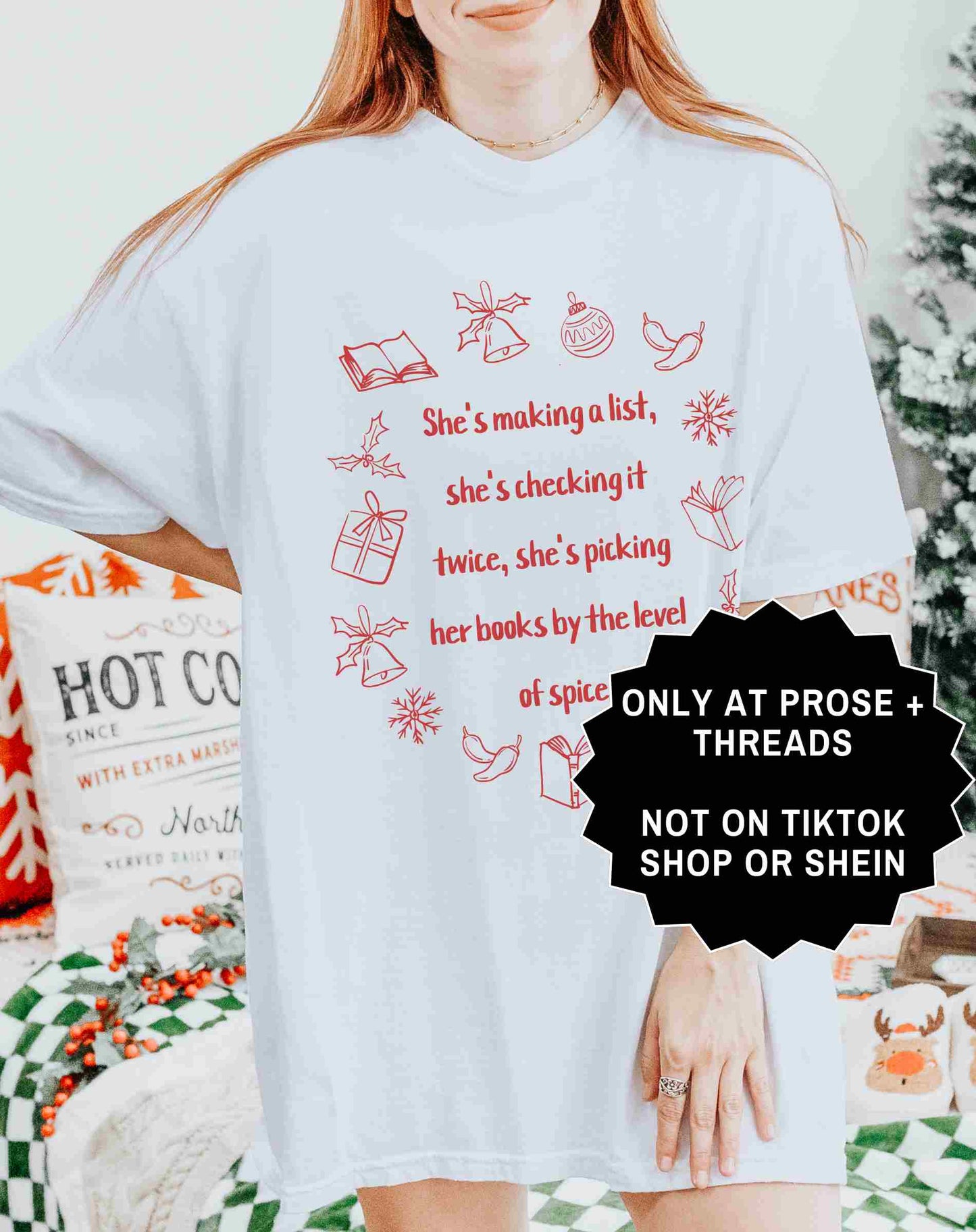 Spicy Christmas Shirt Book Lover Holiday Graphic Tee