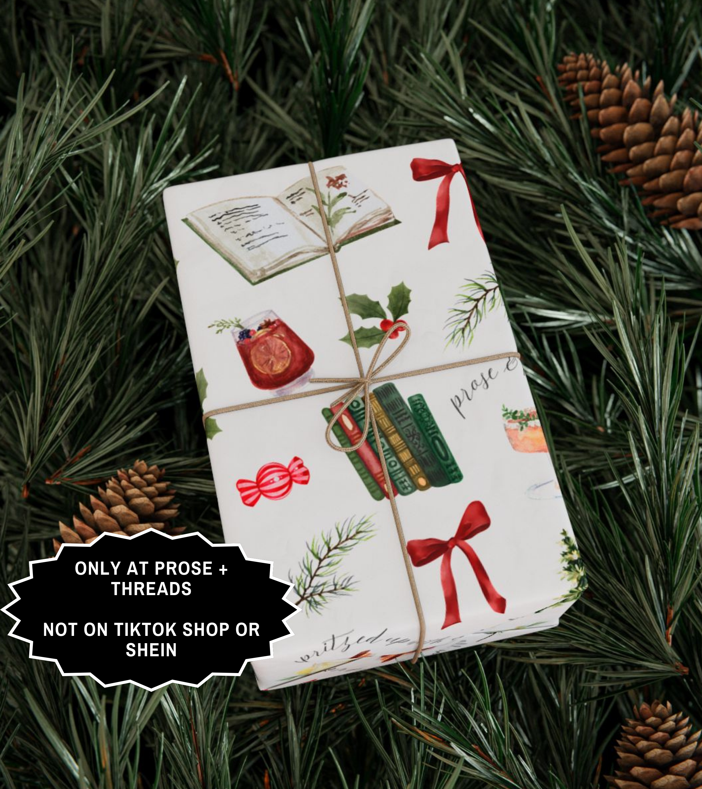 Books And Cocktails Christmas Wrapping Paper