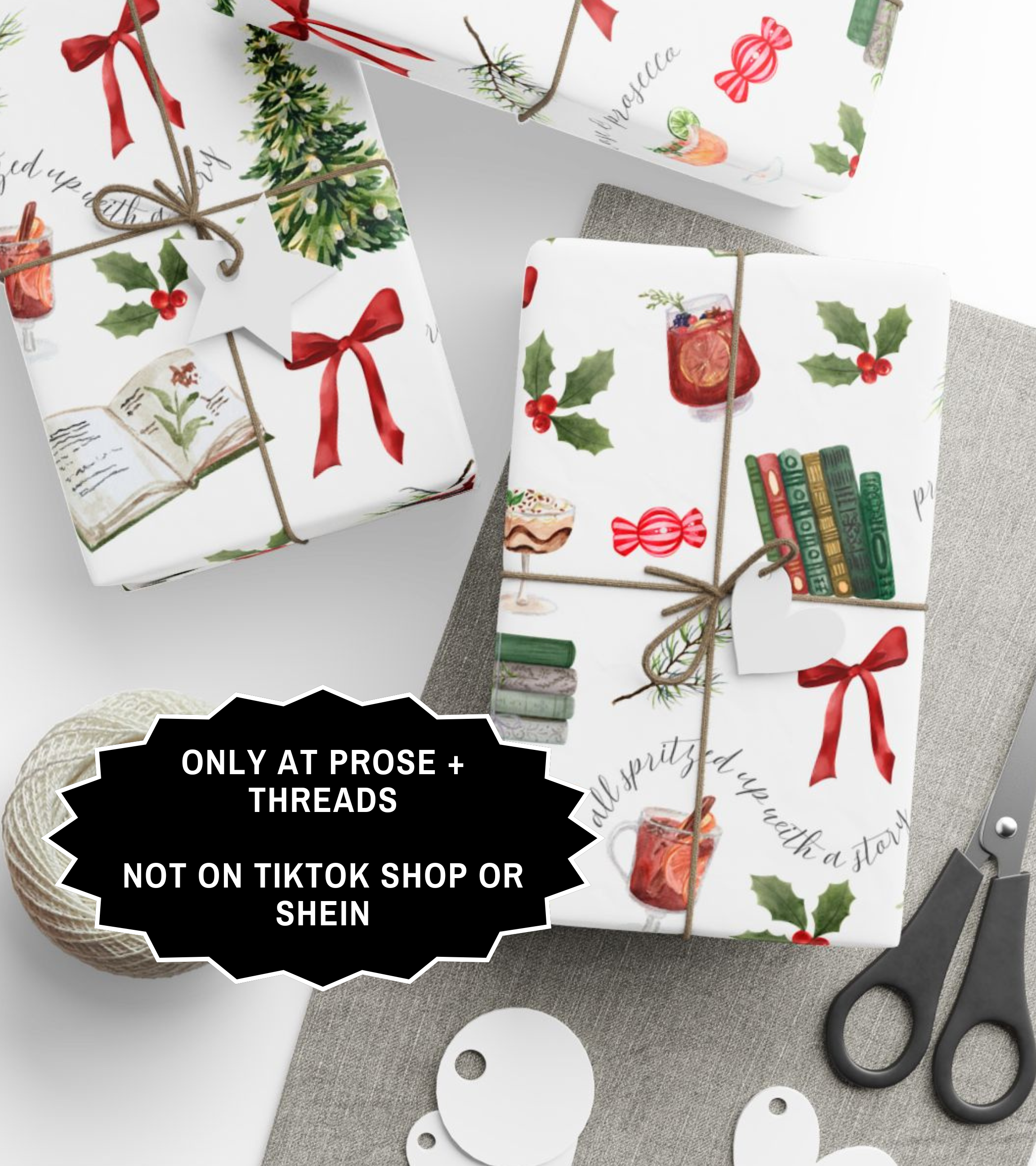 Books And Cocktails Christmas Wrapping Paper