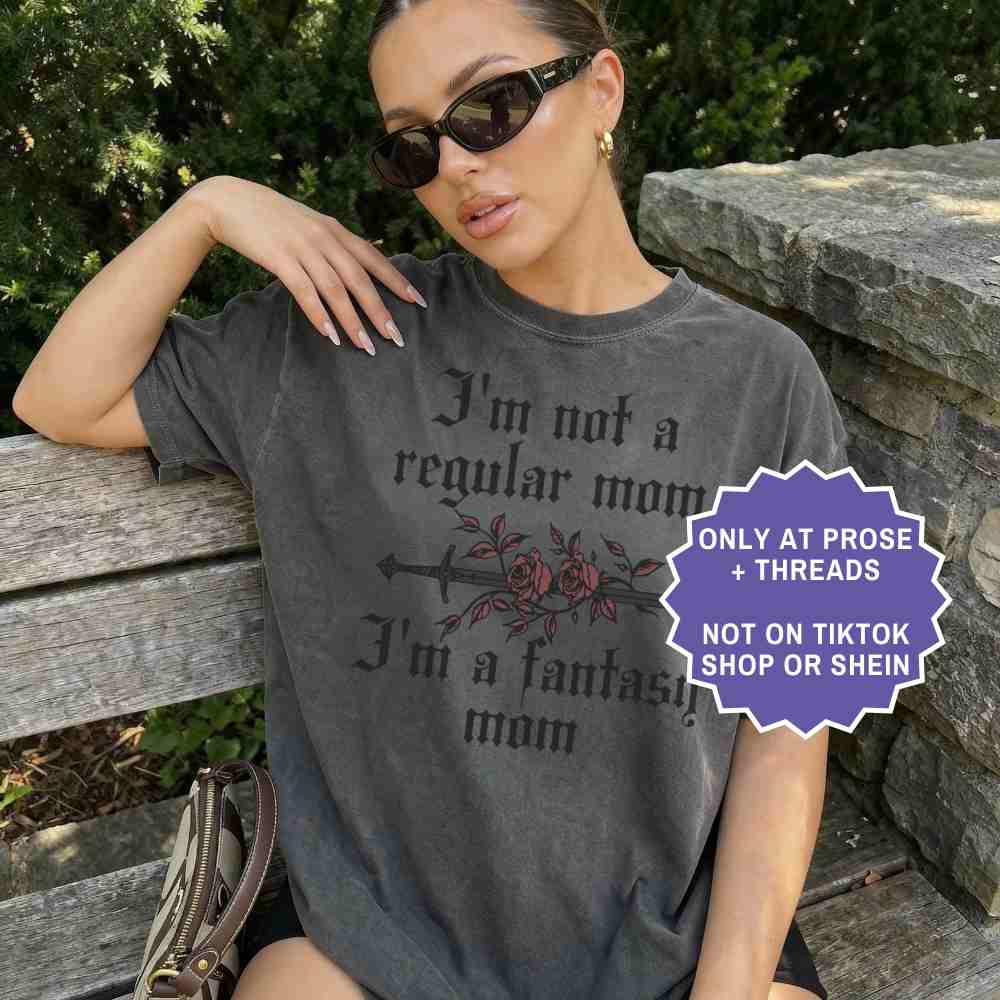 Book lover shirt with fantasy mom graphic, cozy reading shirt for book lovers