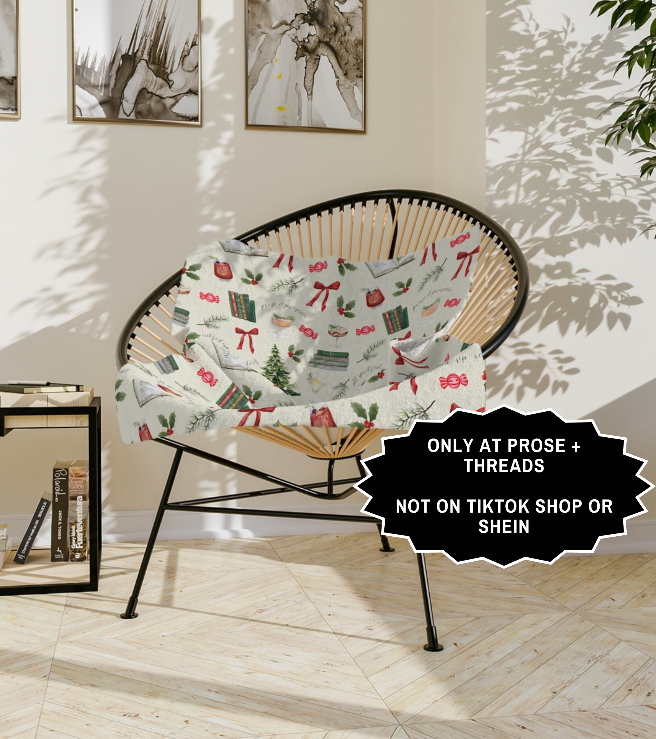 Books And Cocktails Christmas Fleece Blanket