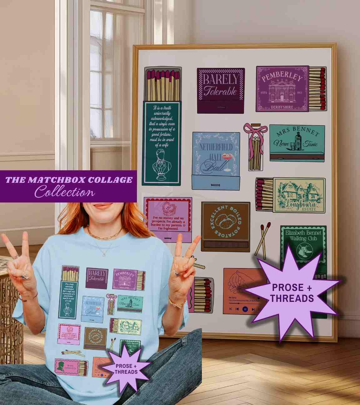 Pride And Prejudice Matchbox Collage Shirt