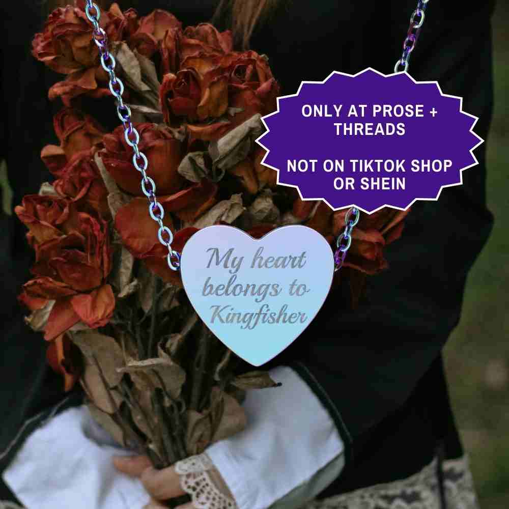 Book Boyfriend Engraved Heart Necklace