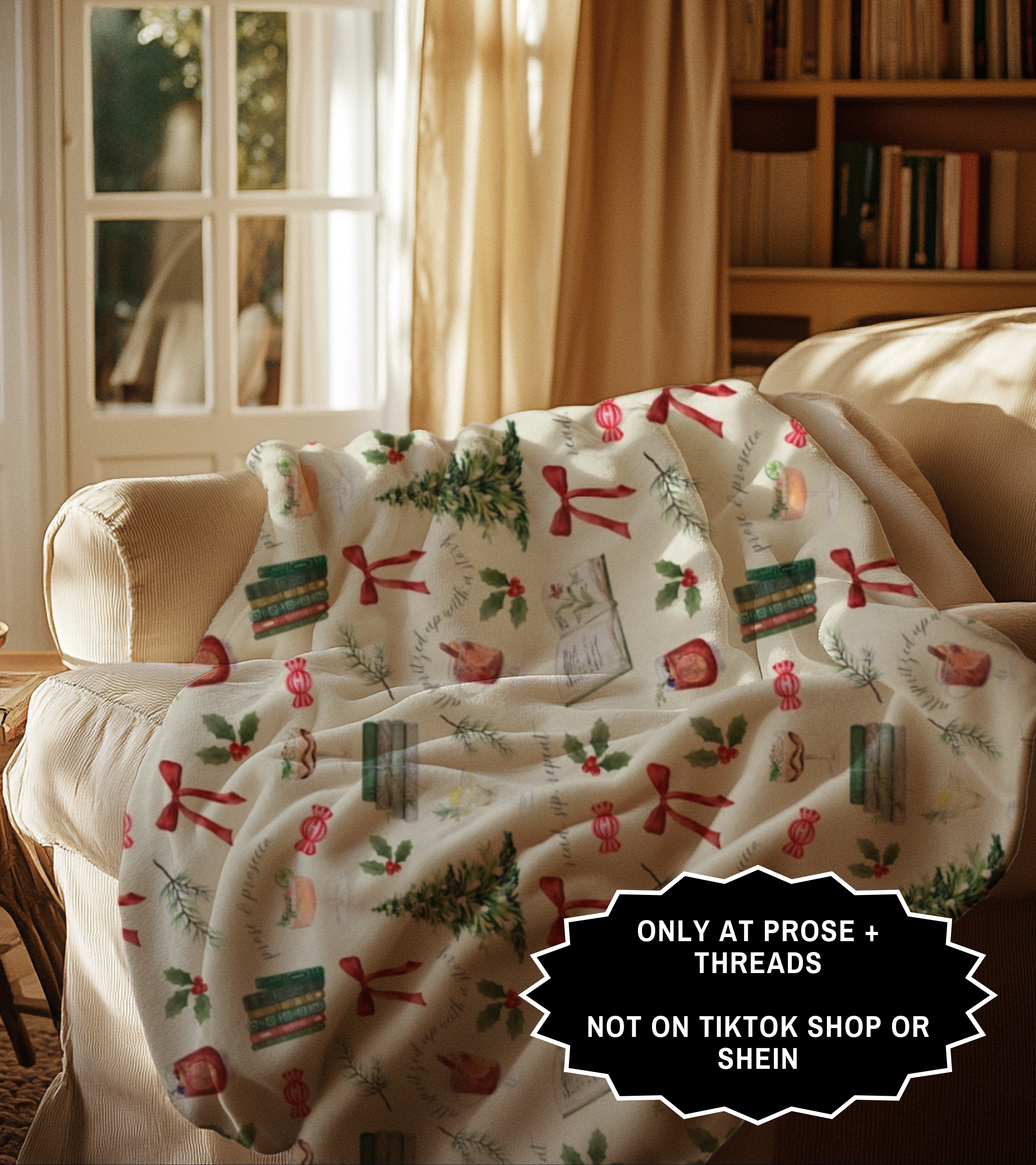 Books And Cocktails Christmas Fleece Blanket