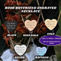 Book Boyfriend Engraved Heart Necklace