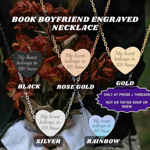 Book Boyfriend Engraved Heart Necklace