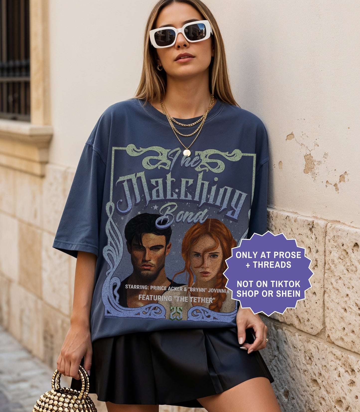 Fantasy romance shirt inspired by Metal Slinger featuring Acker and Brynn matching bond artwork with vintage romantasy aesthetic
