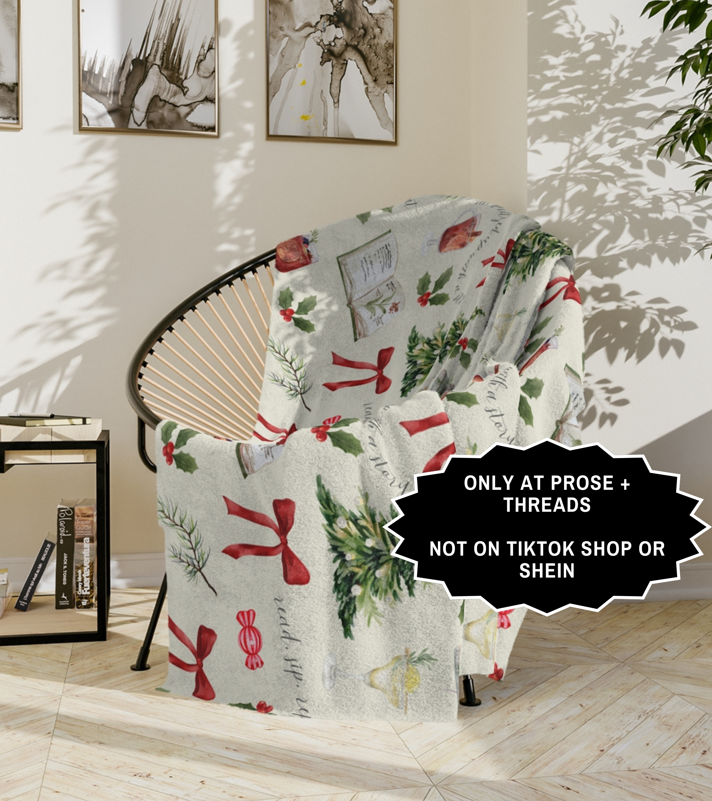 Books And Cocktails Christmas Fleece Blanket