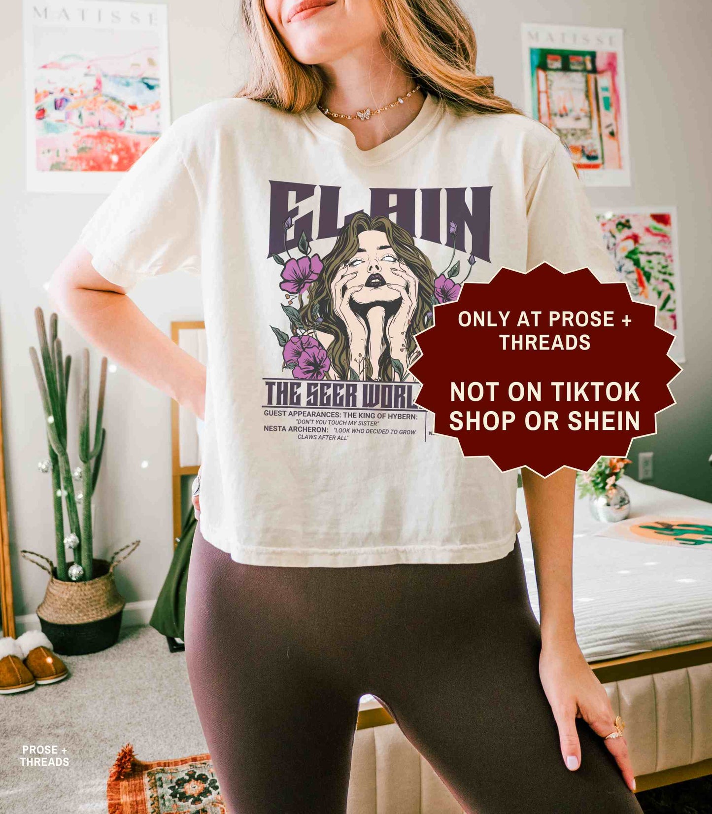 Elain The Seer World Tour ACOTAR boxy tee with vintage concert graphic on a white relaxed fit t-shirt