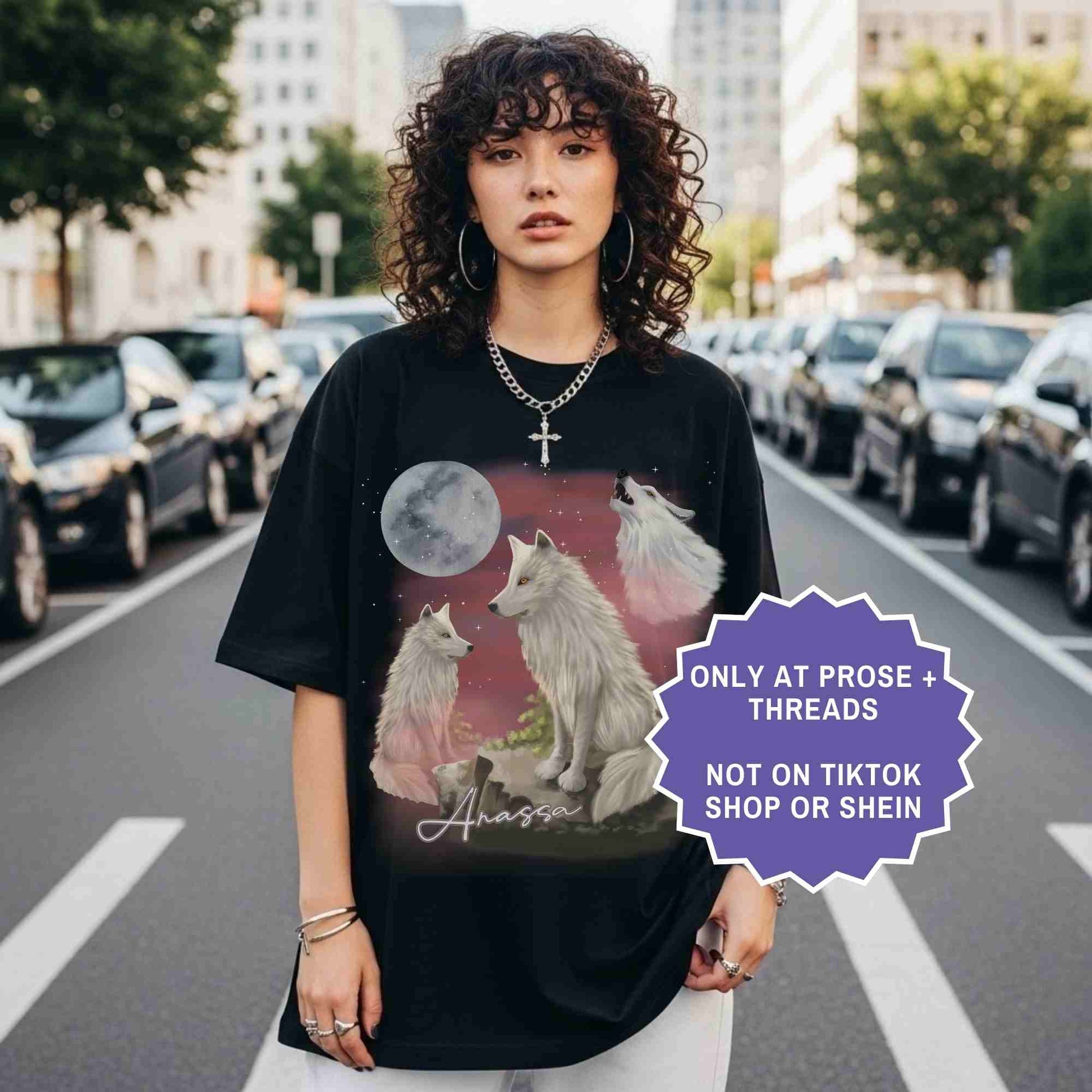 anassa Dire Wolf tee inspired by Dire Bound. A bold romantasy wolf design for readers drawn to loyalty and power.