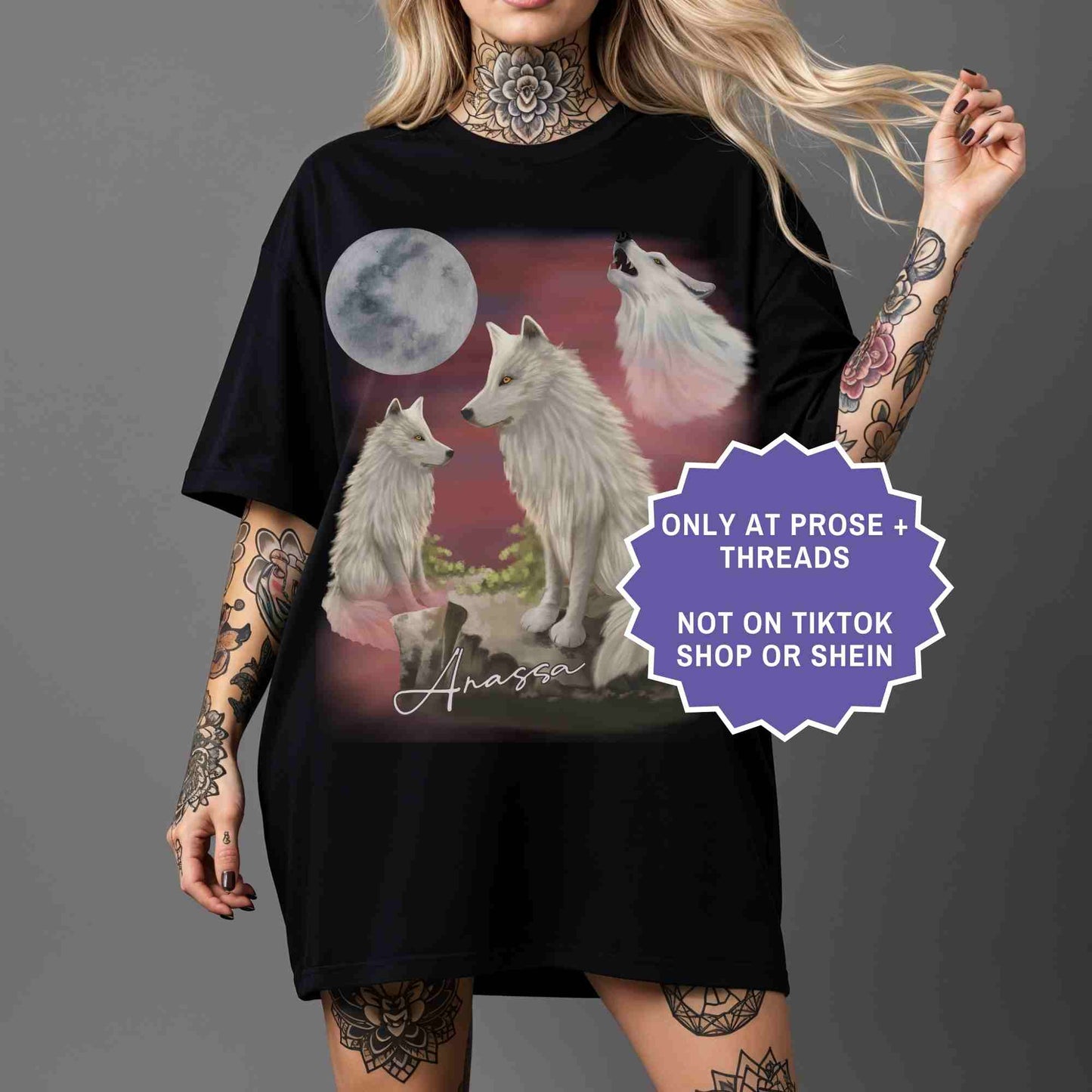 anassa Dire Wolf tee inspired by Dire Bound. A bold romantasy wolf design for readers drawn to loyalty and power.