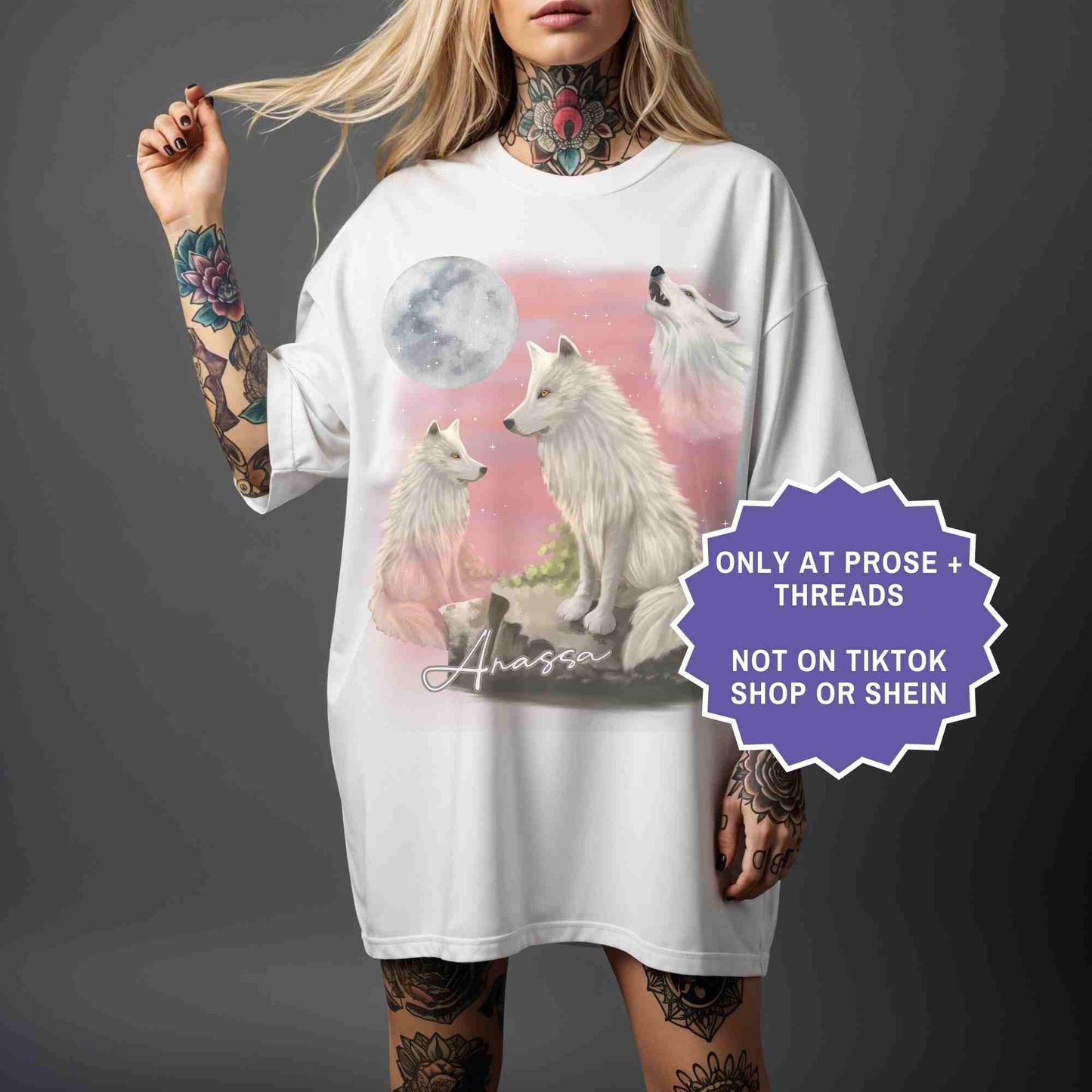 anassa Dire Wolf tee inspired by Dire Bound. A bold romantasy wolf design for readers drawn to loyalty and power.