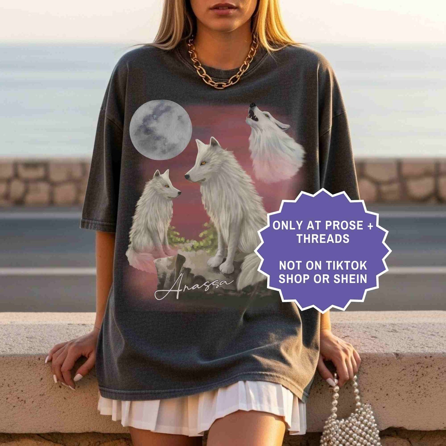 anassa Dire Wolf tee inspired by Dire Bound. A bold romantasy wolf design for readers drawn to loyalty and power.