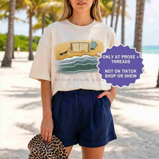 beach reads only watercolor shirt - ivory