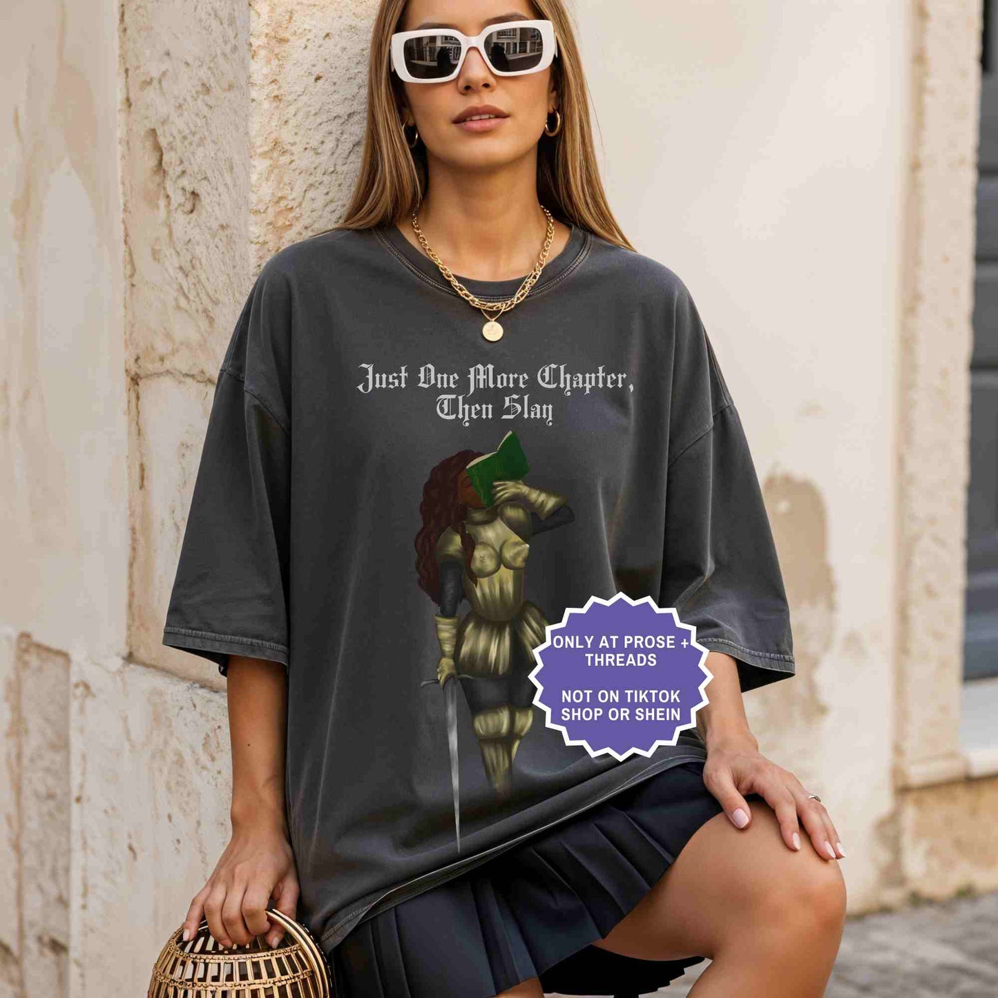 Black female knight fantasy reader shirt for BookTok fans