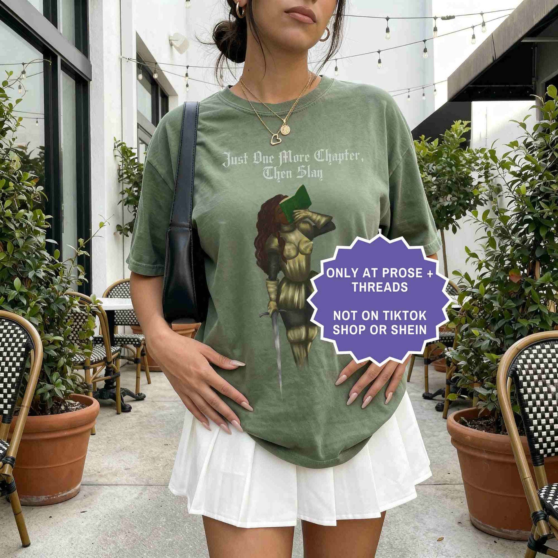 Fantasy BookTok tee featuring Black female knight artwork