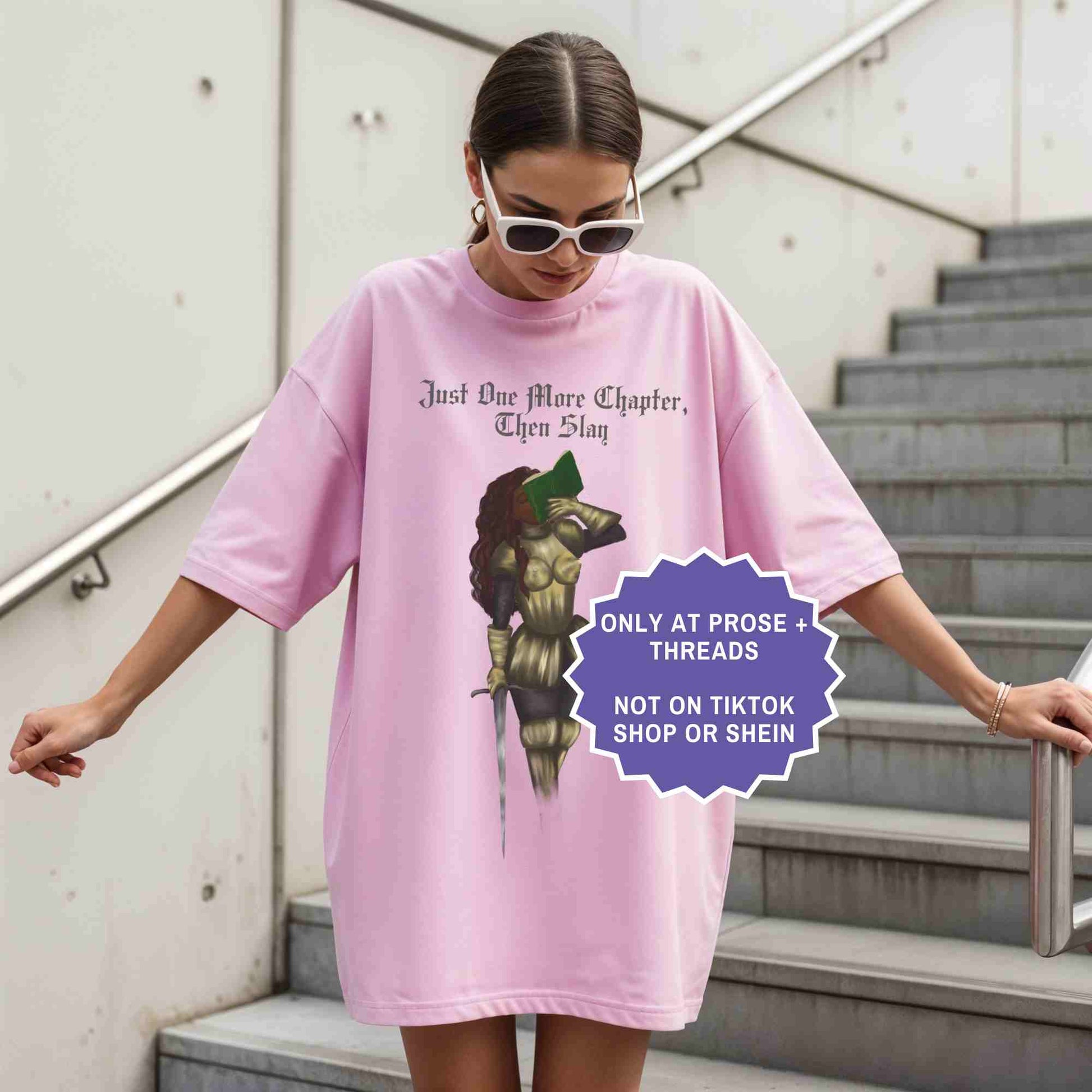 Fantasy BookTok tee featuring Black female knight artwork