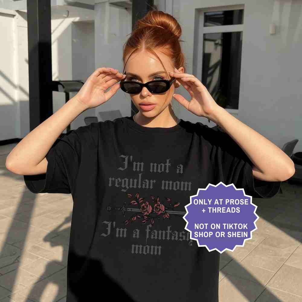 Book lover shirt with fantasy mom graphic, cozy reading shirt for book lovers