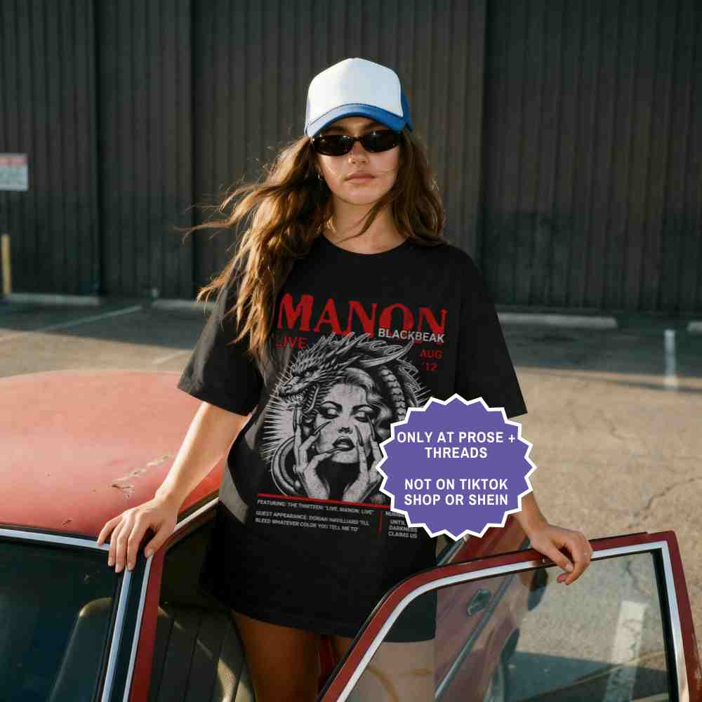 Book lover shirt featuring Manon Blackbeak design, fantasy reading shirt
