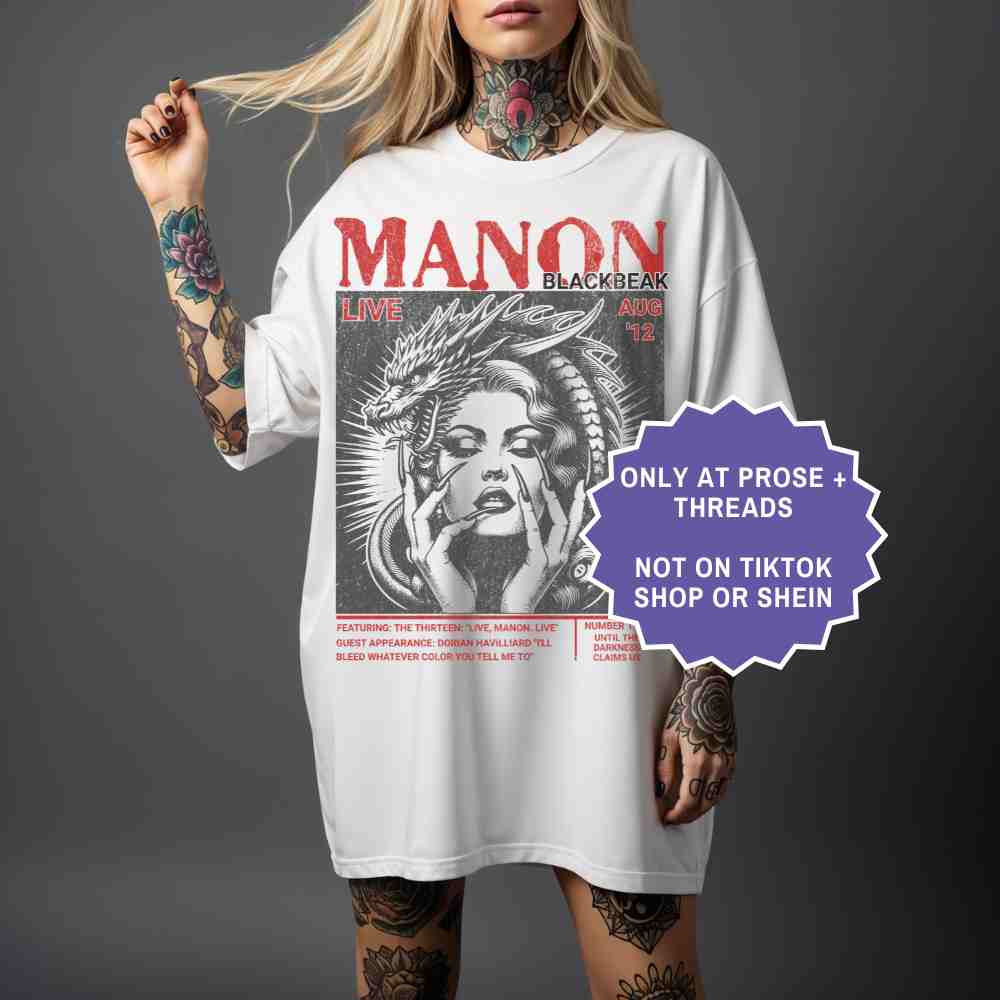 Book lover shirt featuring Manon Blackbeak design, fantasy reading shirt
