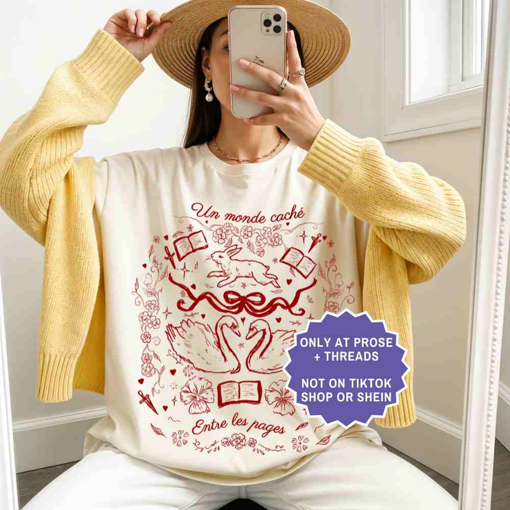 Book lover shirt with romantic bookish graphic design, cozy reading shirt for readers