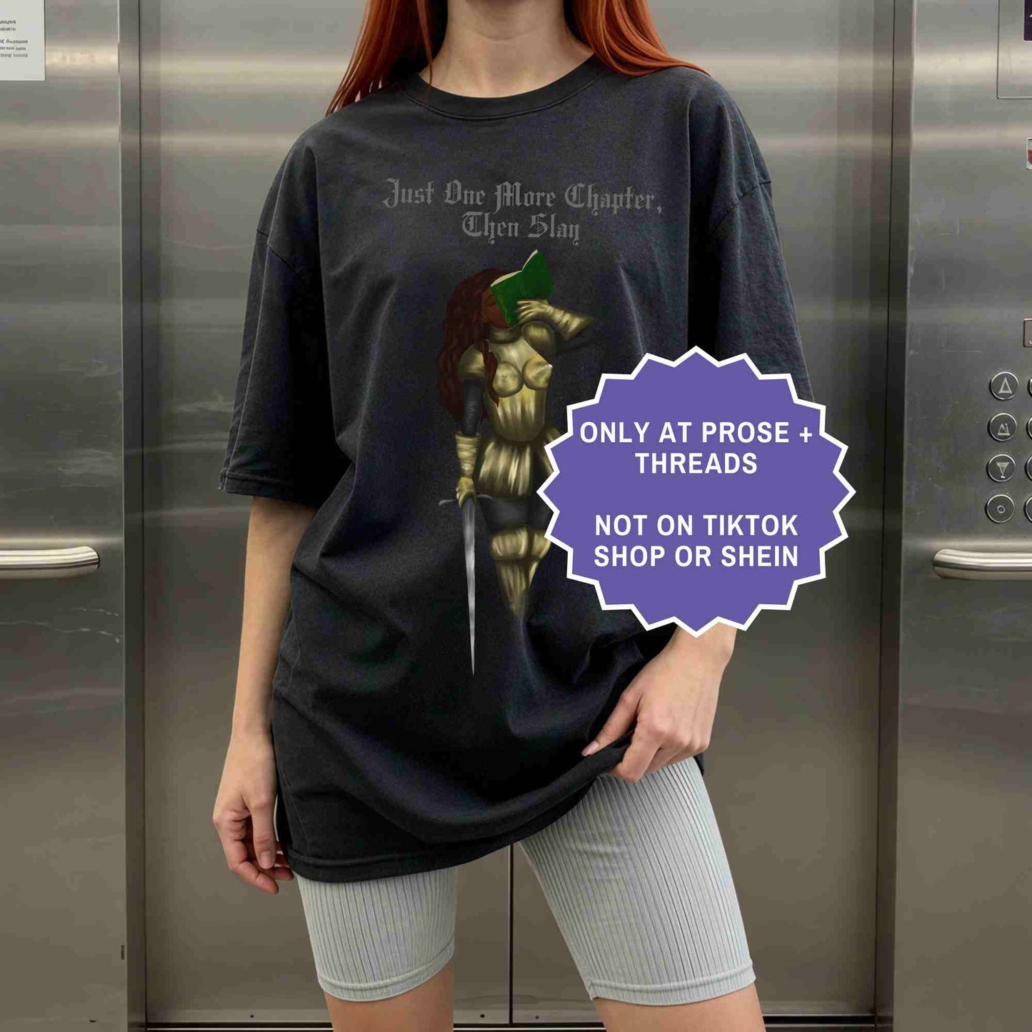 Fantasy BookTok tee featuring Black female knight artwork