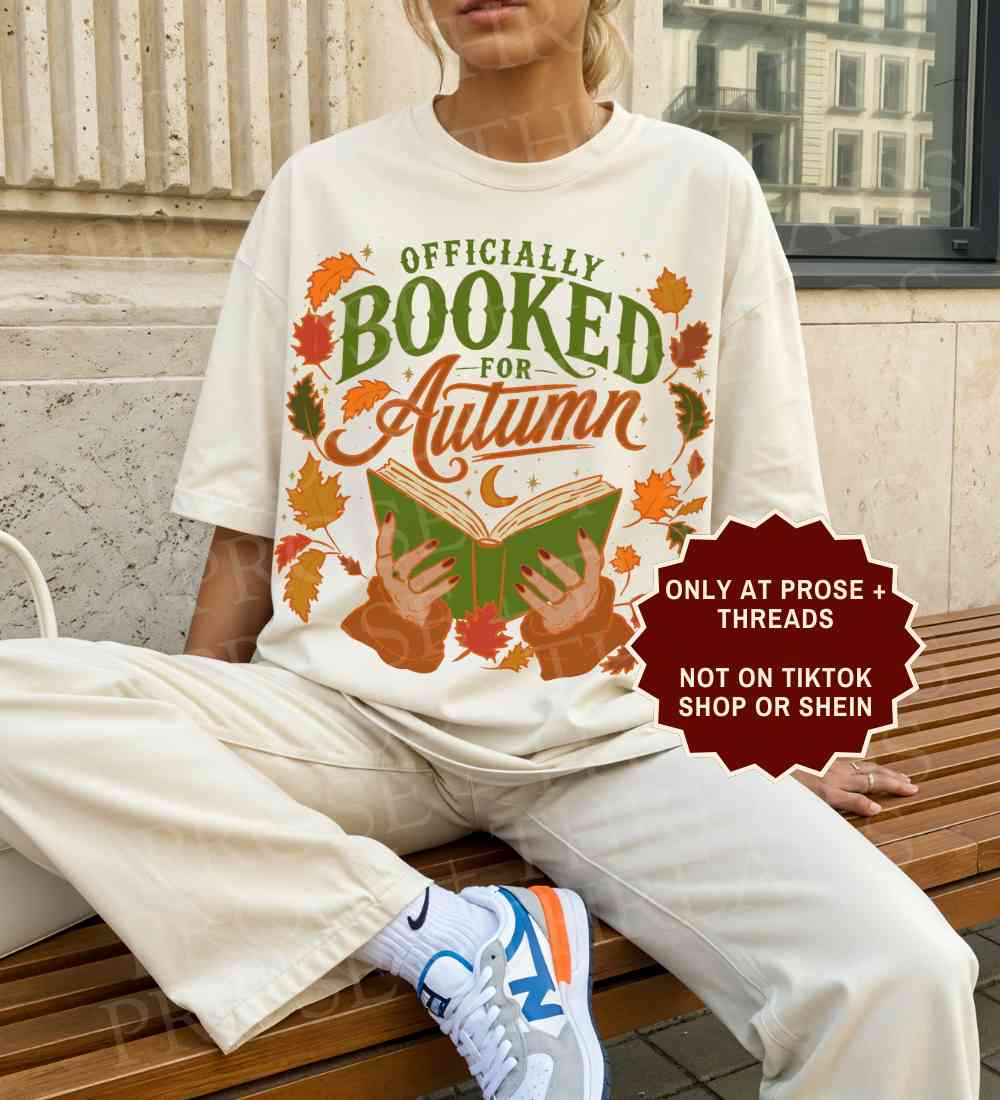 Booked for Autumn Shirt with cozy fall reading design featuring autumn leaves and an open book