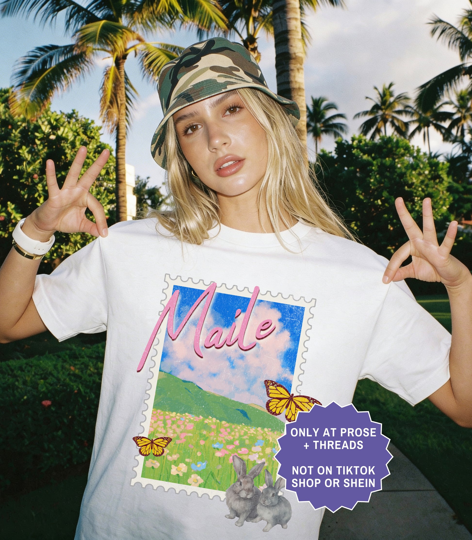 Fantasy romance postcard shirt inspired by Metal Slinger featuring Maile countryside artwork with floral vintage travel aesthetic