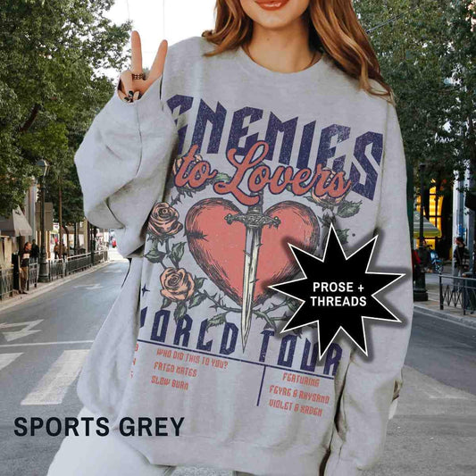 Enemies to lovers sweatshirt with romantasy graphic