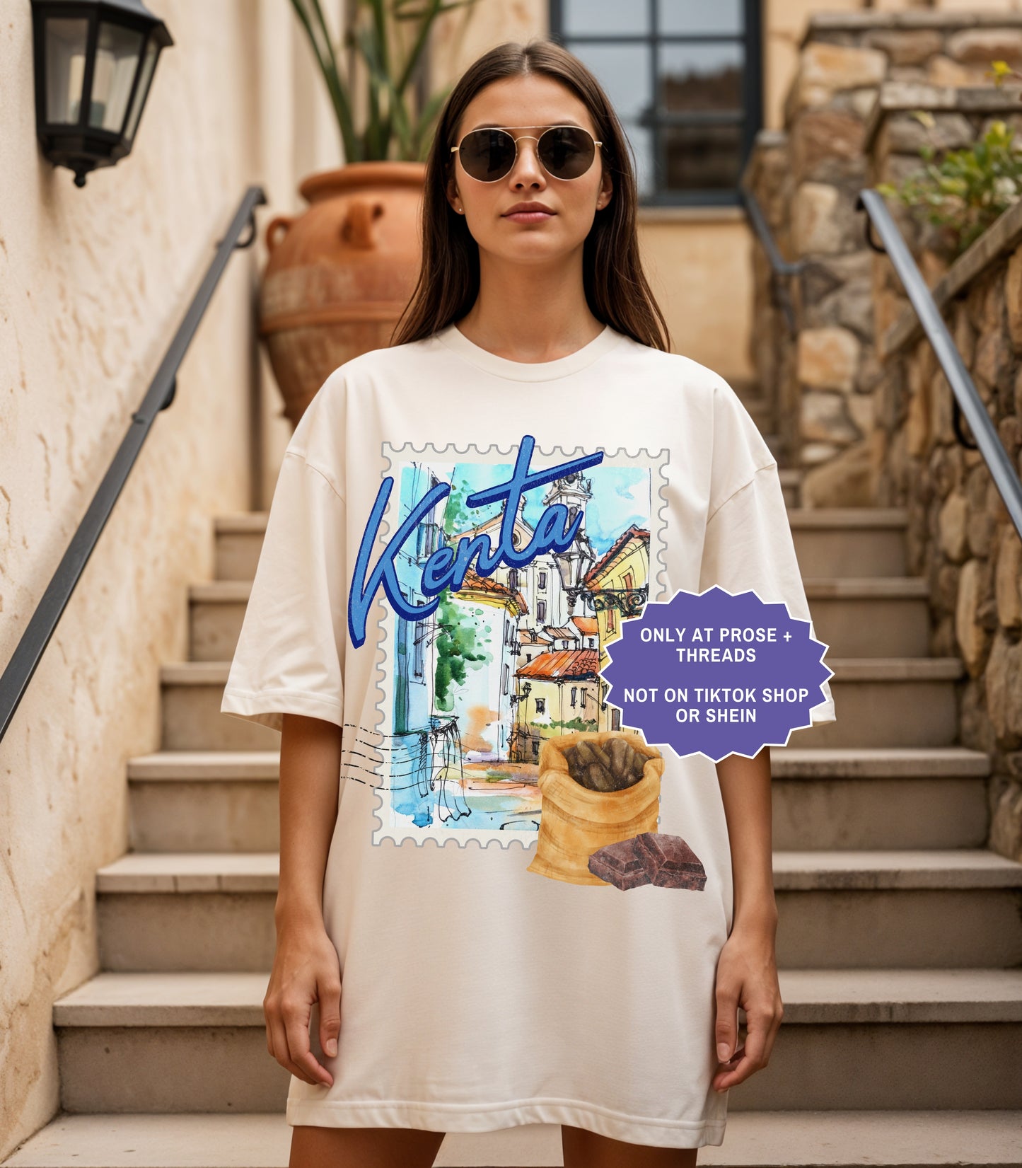Fantasy romance postcard shirt inspired by Metal Slinger featuring colorful Kenta travel artwork with vintage vacation aesthetic