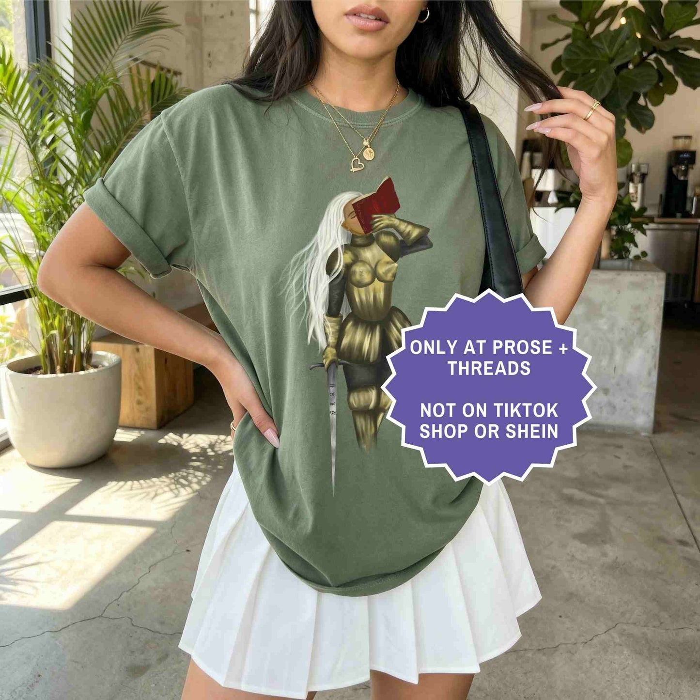 Female knight fantasy shirt for BookTok readers
Fantasy reader tee with female warrior design