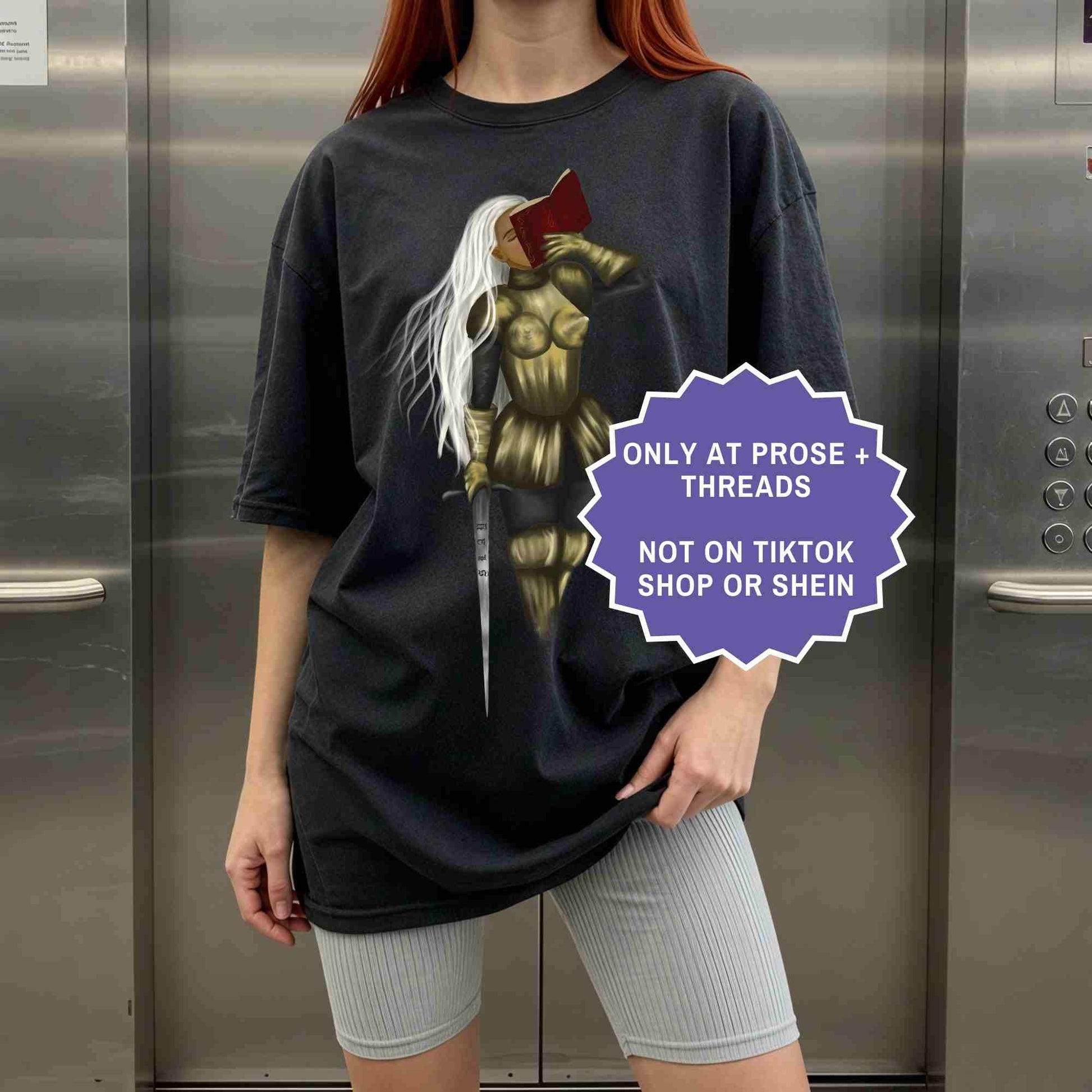 Female knight fantasy shirt for BookTok readers
Fantasy reader tee with female warrior design