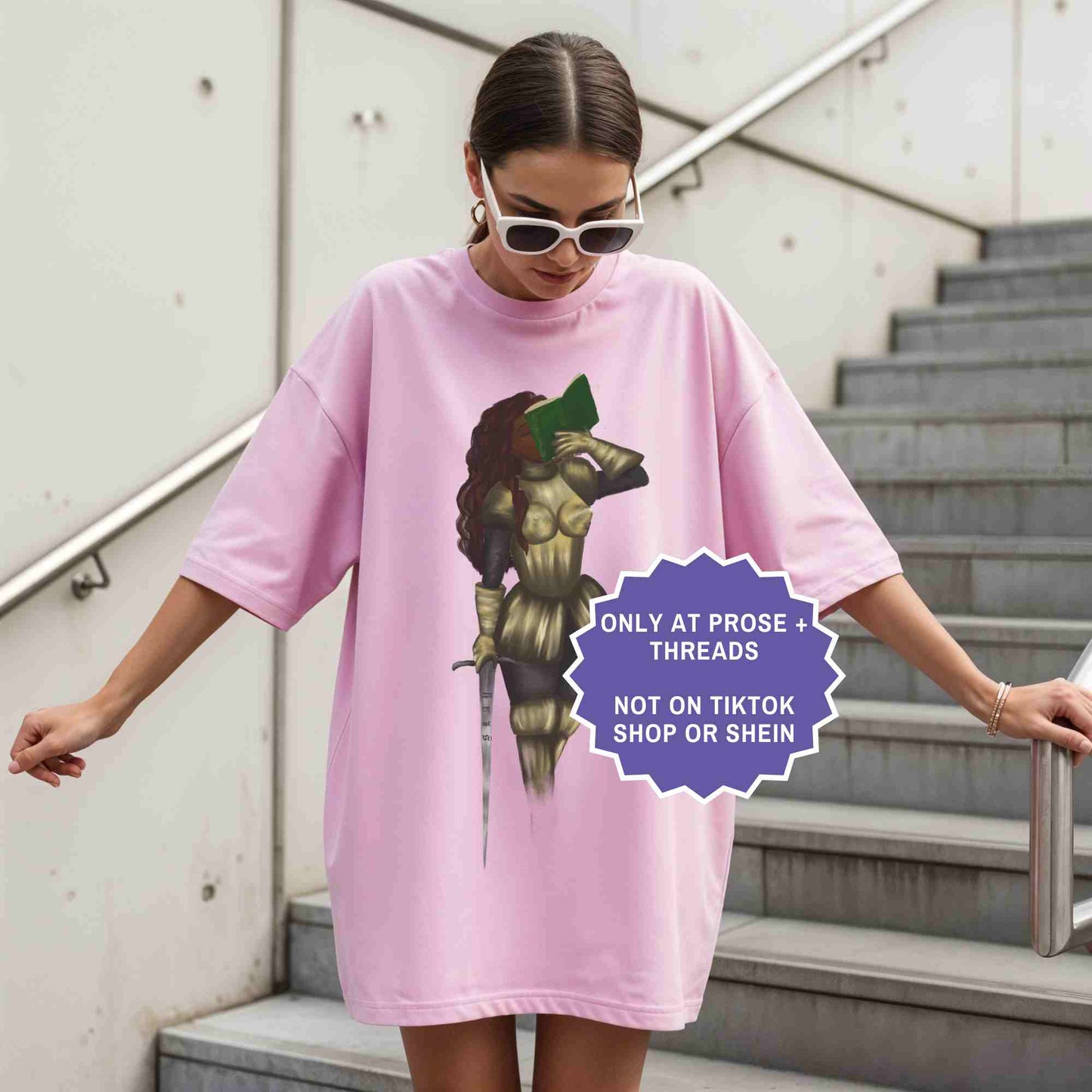 Female knight fantasy shirt for BookTok readers
Fantasy reader tee with female warrior design