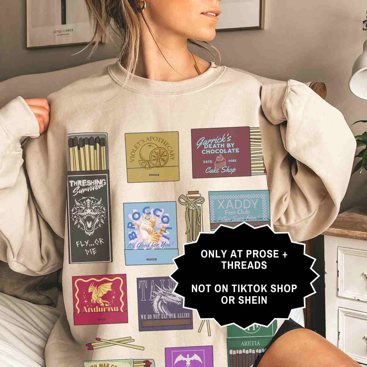 Fourth Wing Matchbox Collage Sweatshirt Dragon Rider Crewneck