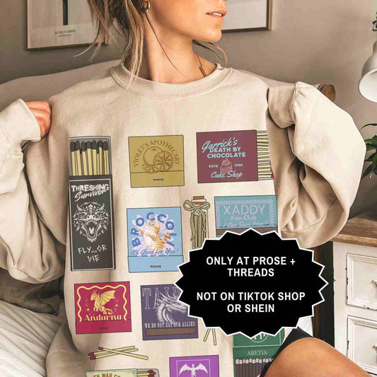 Fourth Wing Matchbox Collage Sweatshirt Dragon Rider Crewneck