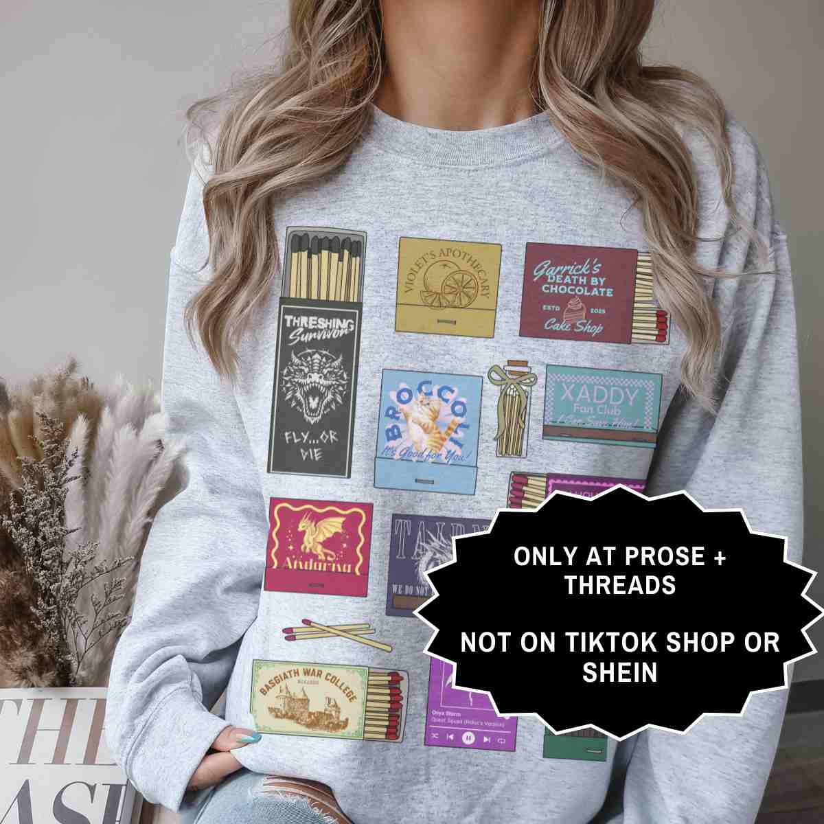 Fourth Wing Matchbox Collage Sweatshirt Dragon Rider Crewneck