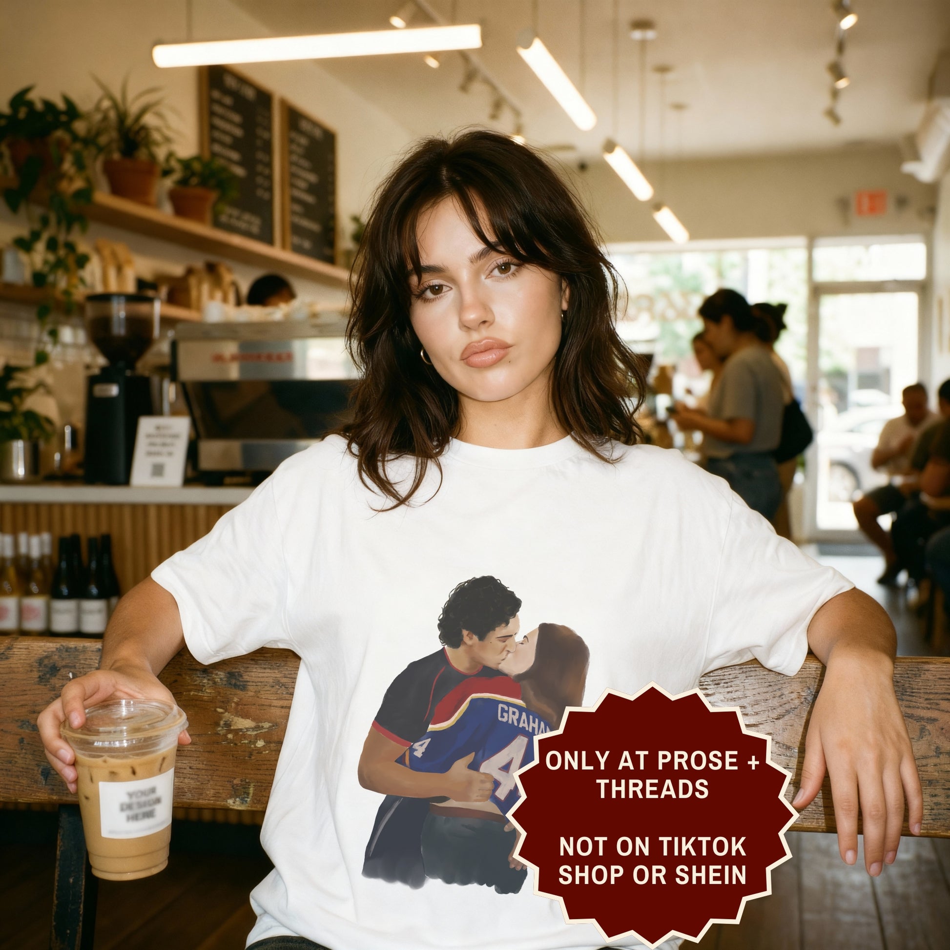 Hockey Romance Watercolor Shirt Featuring a Romantic Hockey Couple