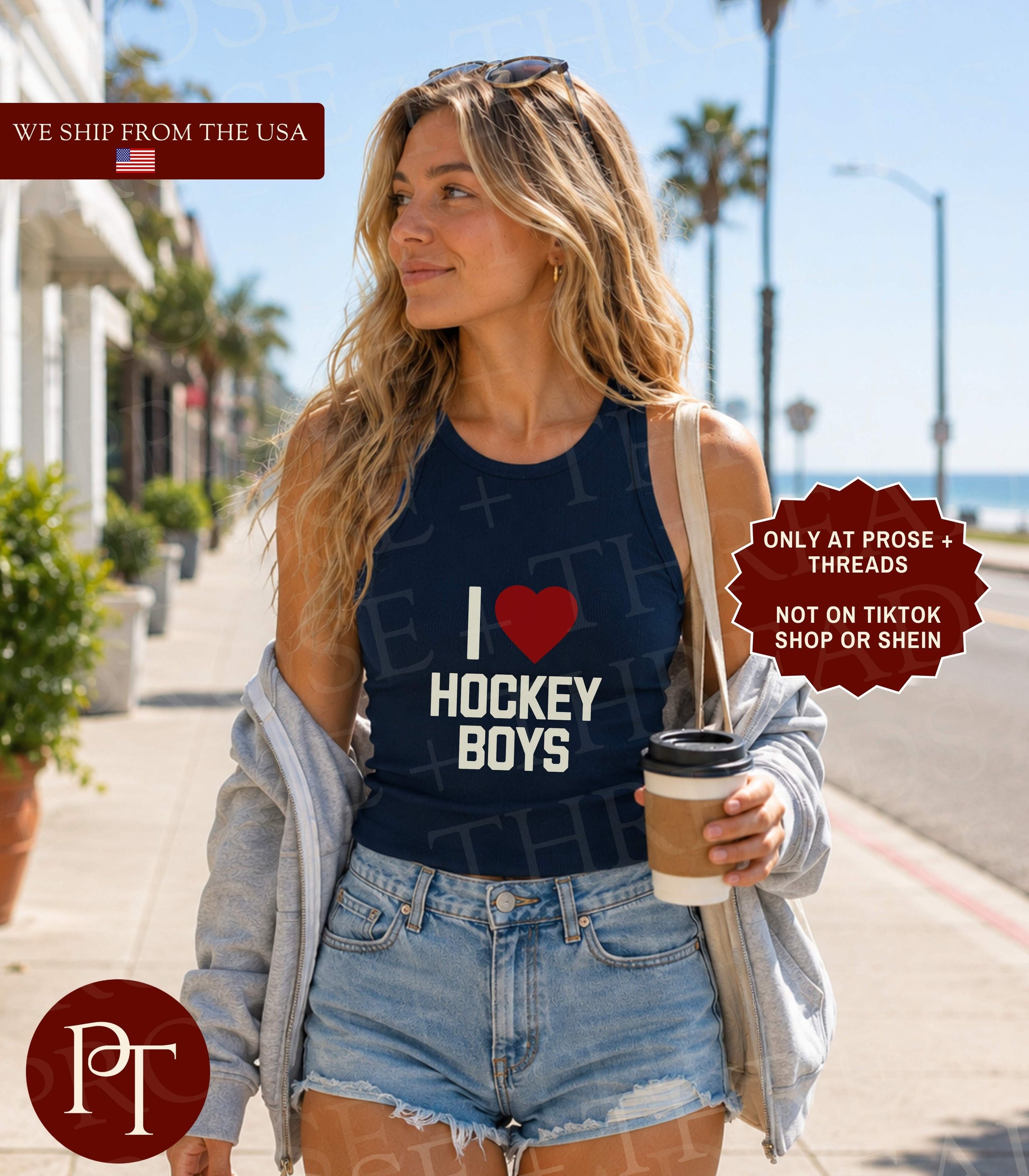 I Heart Hockey Boys Women's Crop Tank Top for Hockey Romance Readers