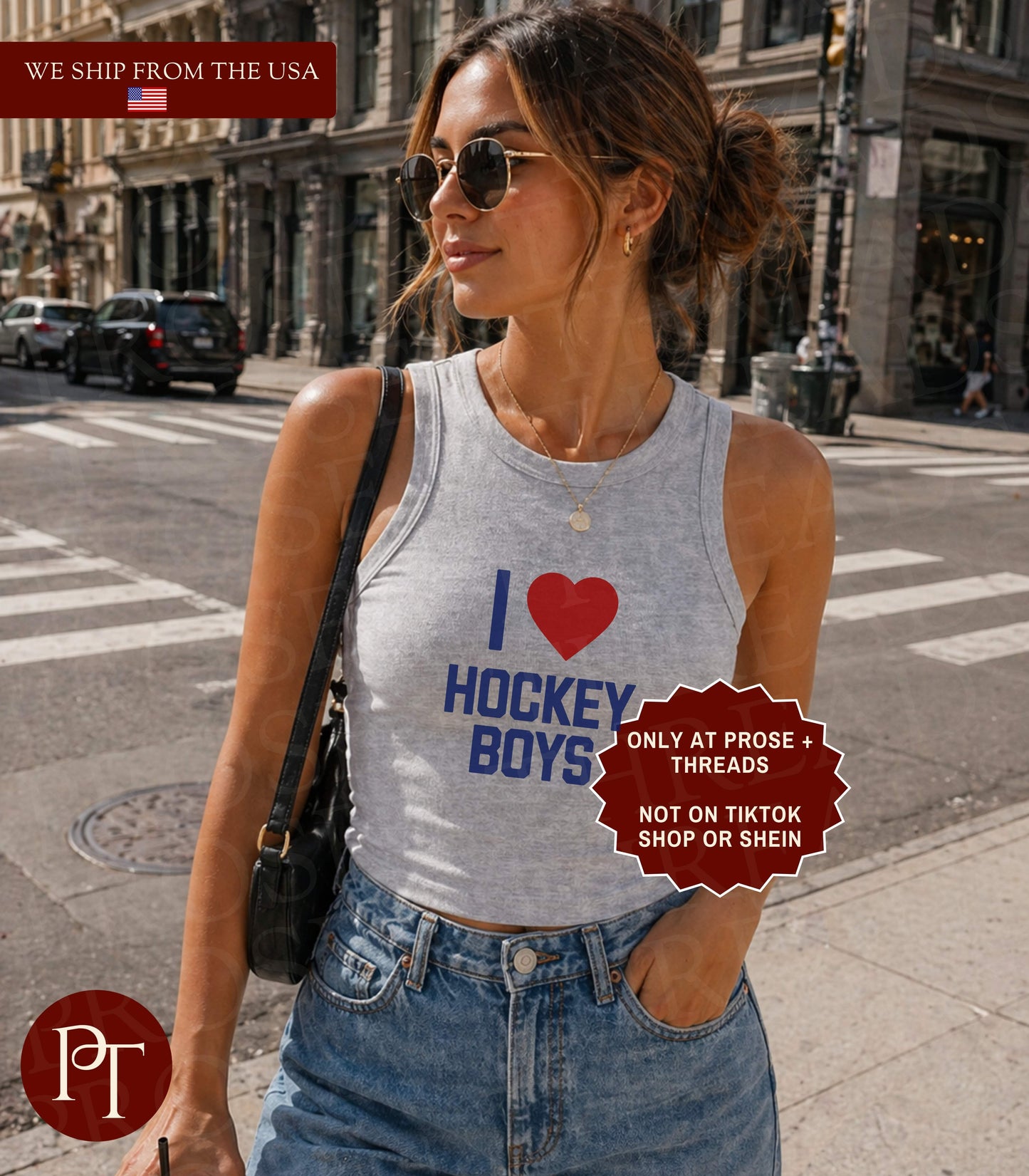 I Heart Hockey Boys Women's Crop Tank Top for Hockey Romance Readers
