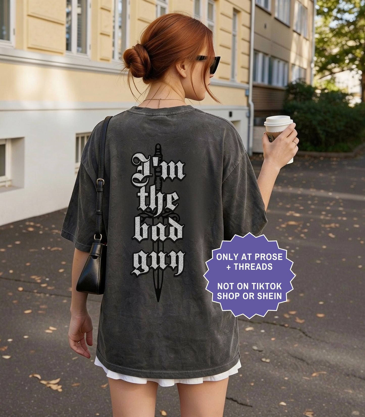 Double sided fantasy romance shirt inspired by Metal Slinger featuring gothic “I’m the bad guy” quote design and dark romantasy aesthetic
