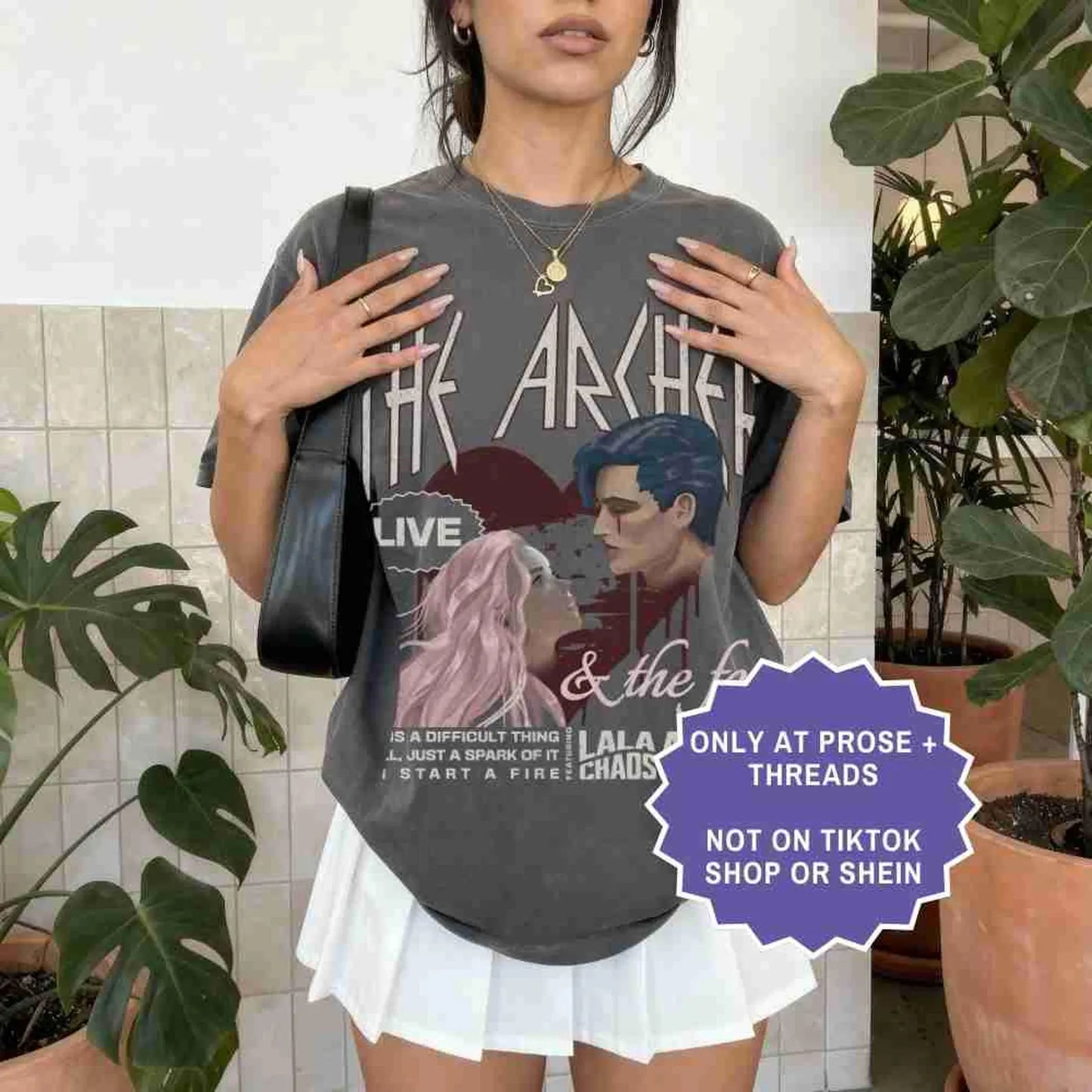 Romantasy shirt with vintage concert tee aesthetic for fantasy readers
