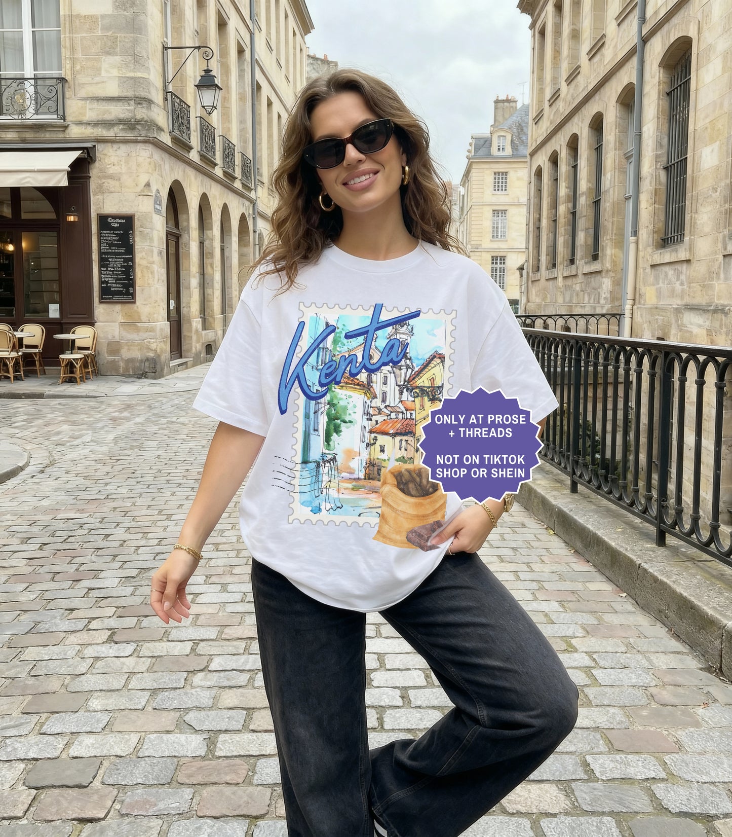 Fantasy romance postcard shirt inspired by Metal Slinger featuring colorful Kenta travel artwork with vintage vacation aesthetic