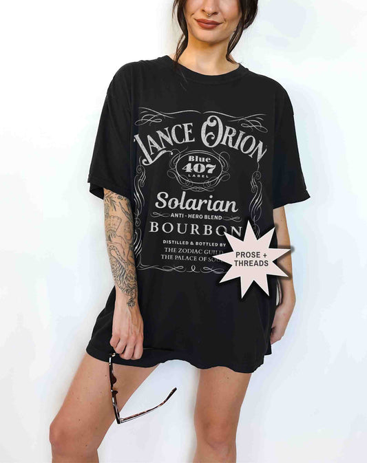 Lance Orion Bourbon Zodiac Academy shirt with vintage whiskey graphic