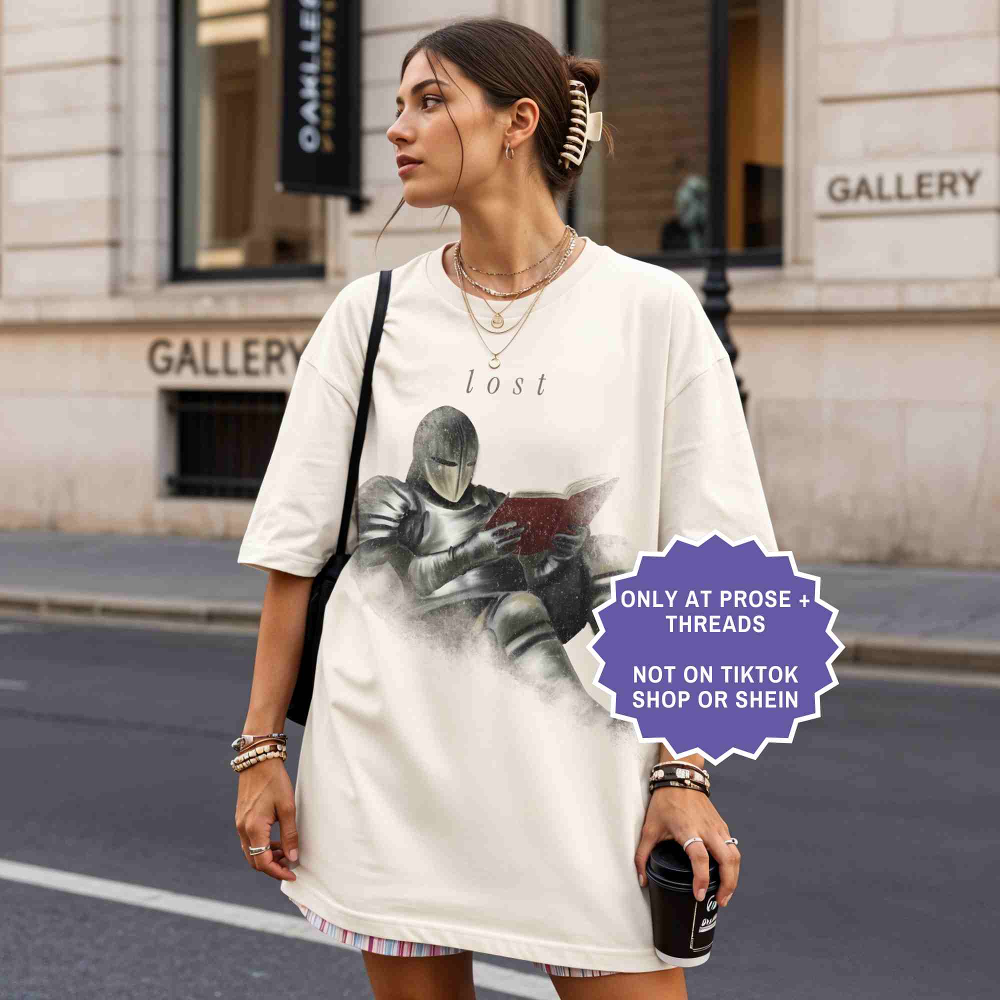 Lost in a book knight tee for fantasy readers. A minimal, aesthetic shirt for book lovers who enjoy immersive stories.