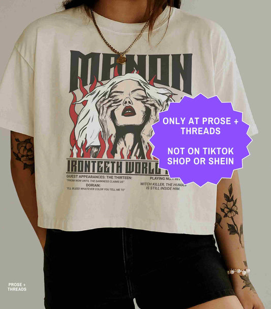 Manon Blackbeak Shirt featuring The Thirteen vintage tour graphic on a white unisex T-shirt