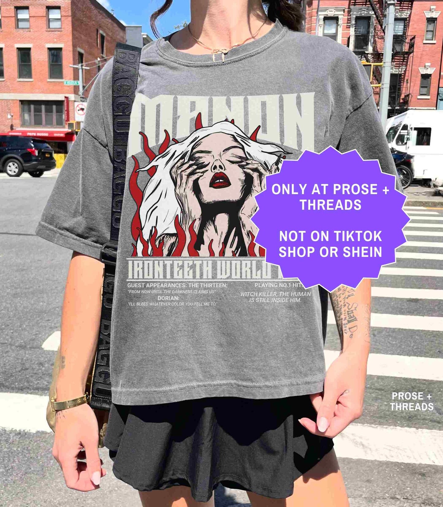 Manon Blackbeak Shirt featuring The Thirteen vintage tour graphic on a white unisex T-shirt