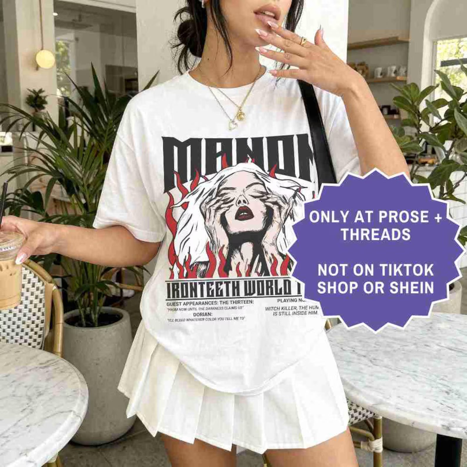 Manon Blackbeak Shirt featuring The Thirteen vintage tour graphic on a white unisex T-shirt