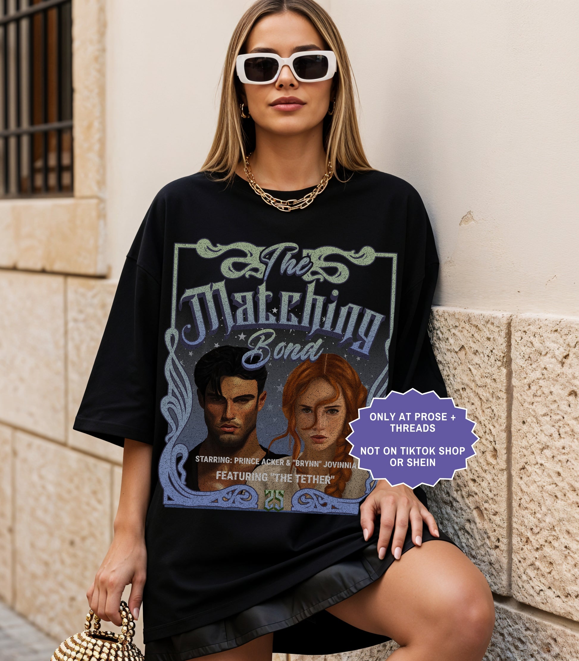 Fantasy romance shirt inspired by Metal Slinger featuring Acker and Brynn matching bond artwork with vintage romantasy aesthetic