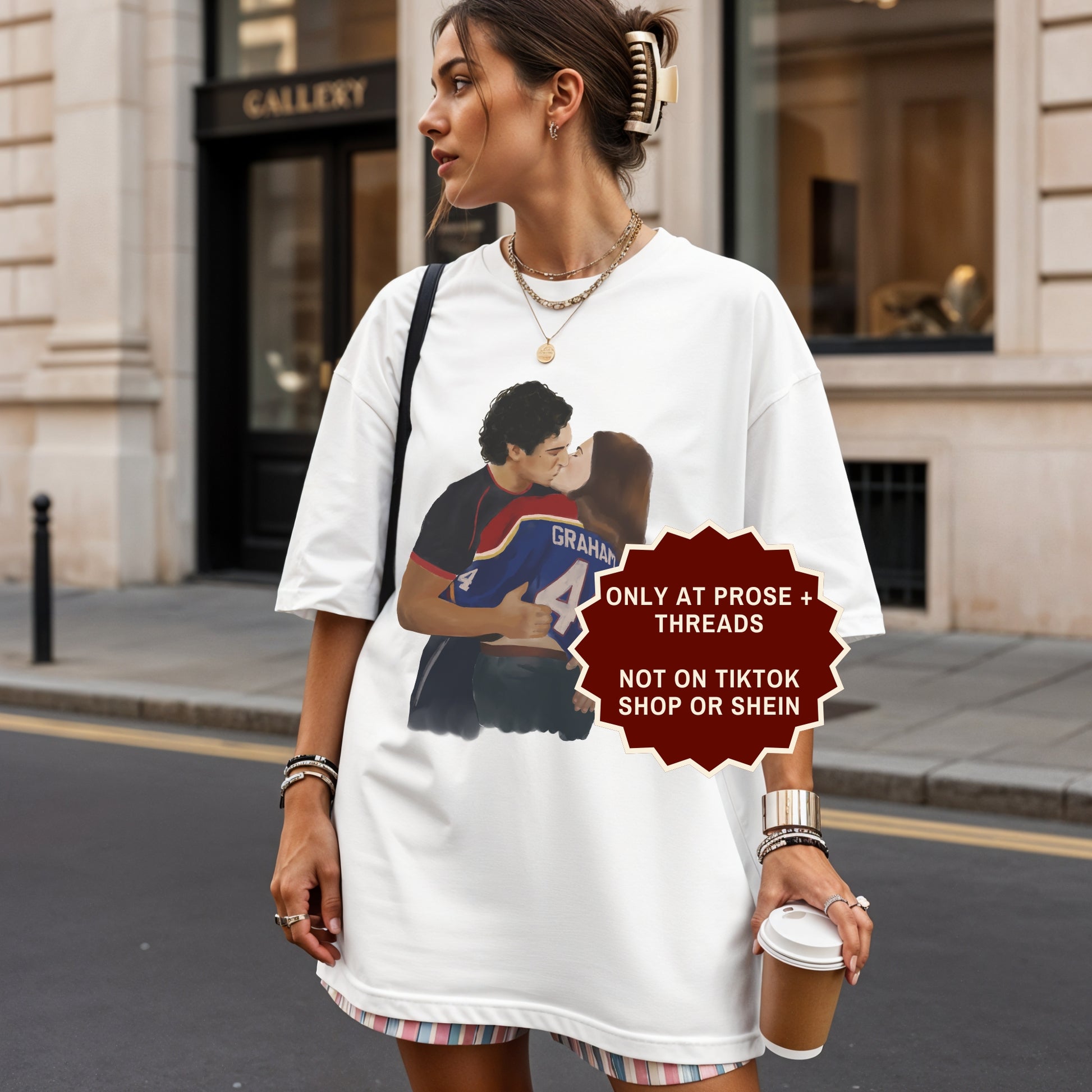 Hockey Romance Watercolor Shirt Featuring a Romantic Hockey Couple